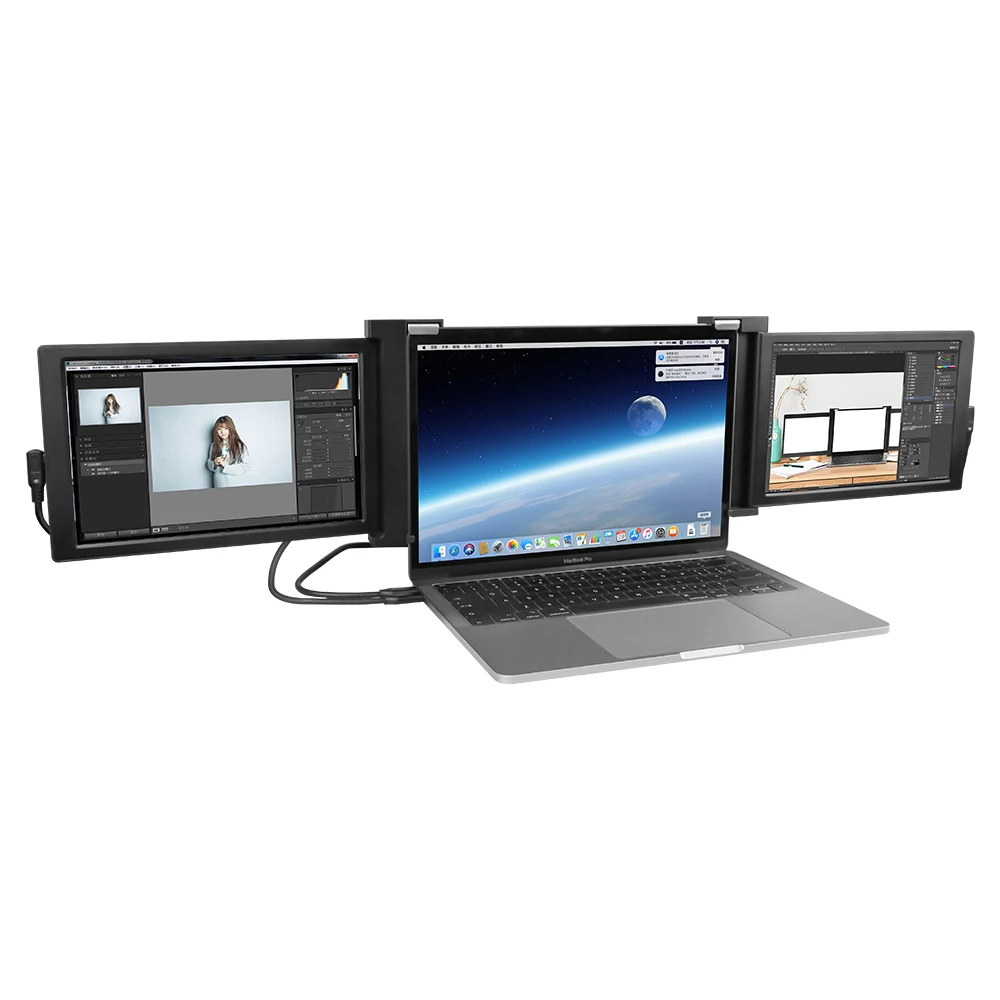 Hot sale OEM ODM 10.1 inch Portable Monitor 4k tri screen dual monitor USB Type C Plug and Play Monitor for 13 -17Laptops