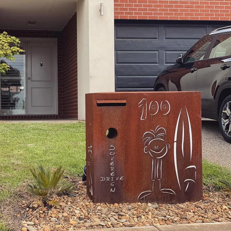 Factory Custom Low Price Metal Standing Mailbox Outdoor Building Post Box for Apartment Corten Steel Mailbox