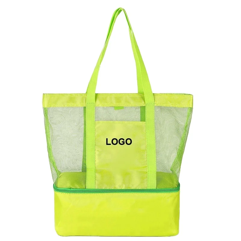 Mesh Tote beach Bag with Insulated Picnic Cooler beach bag