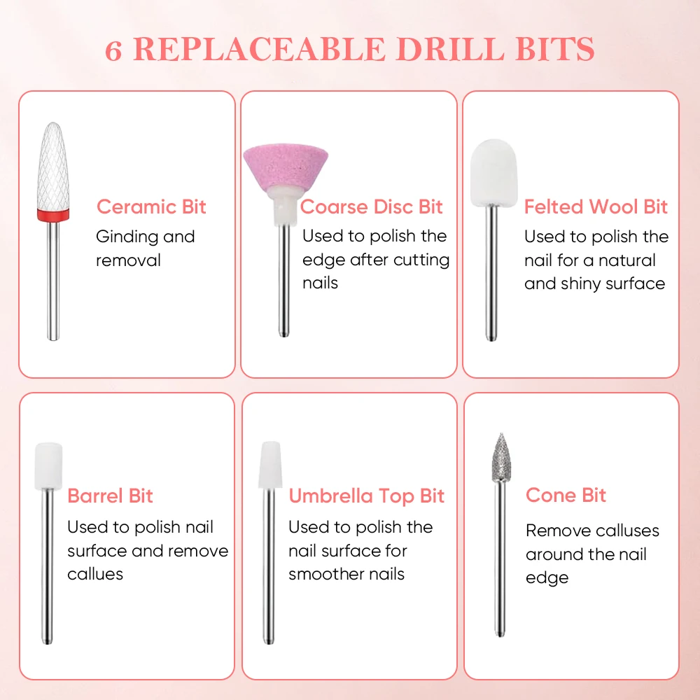 OEM ODM Custom Cordless Nail Drill Bits Set Electric File Portable Nail Drill Machine Kit Nail Drill Pen