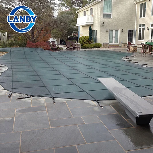 Custom shape canvas swimming pool covers net pool pe mesh fabric cover pool cover mesh or solid