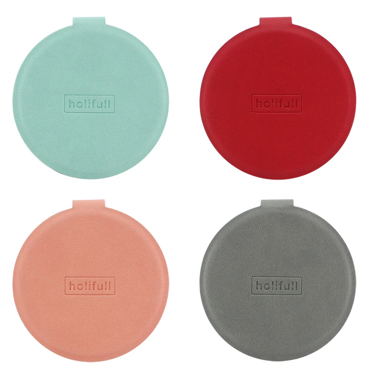 Wholesale girl designs cosmetic small round bag compact mirrors make up mirror pocket size