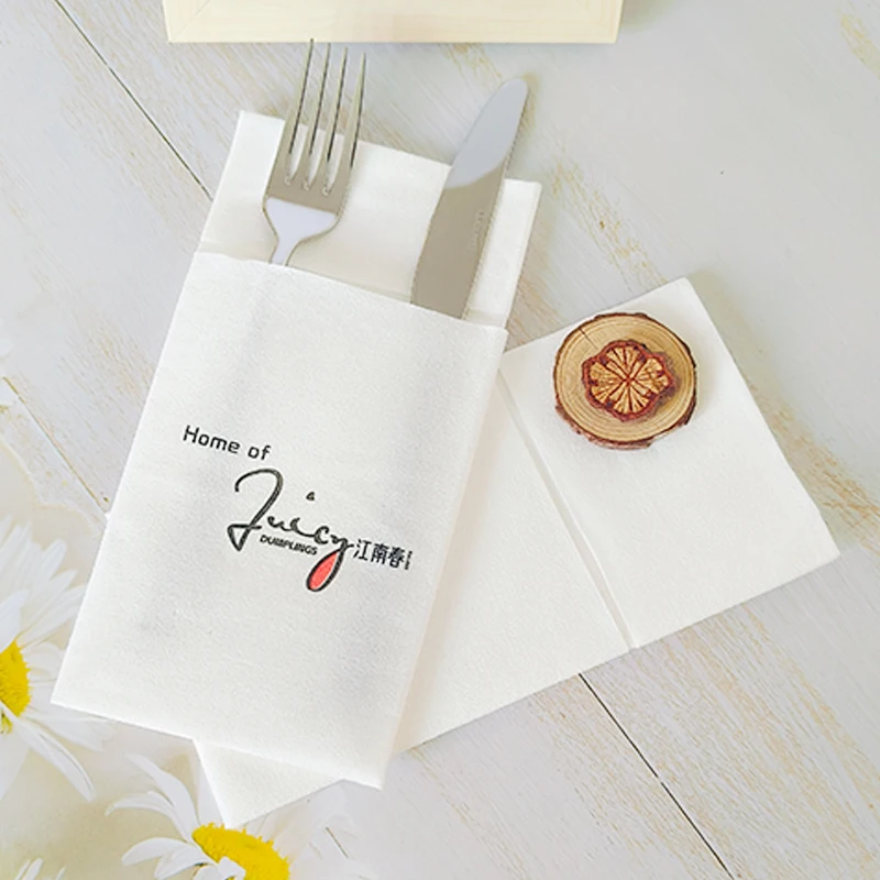 1-Ply Soft Virgin Wood Pulp Airlaid Napkin Colored Disposable Cocktail Dinner Serviettes Folded Bag Style for Restaurant Use