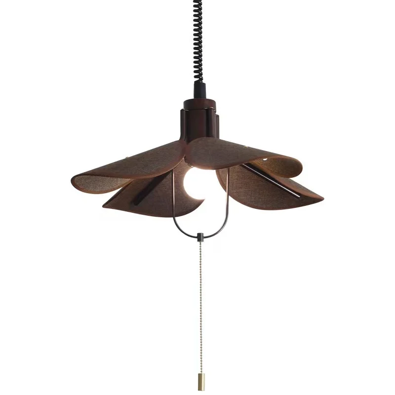 Lumind Wabi-sabi style solid wood restaurant chandelier home stay dining table bar counter telescopic retro log lamp