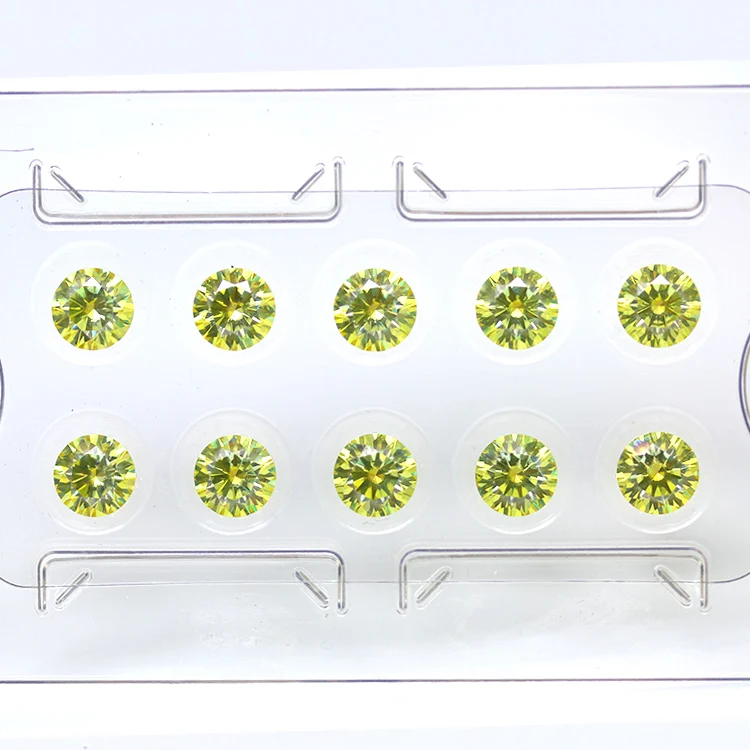 3mm Yellow Moissanite round Brilliant Cut Gemstone in White Blue Green Round Shapes Jewelry Making VVS Clarity Emerald Material