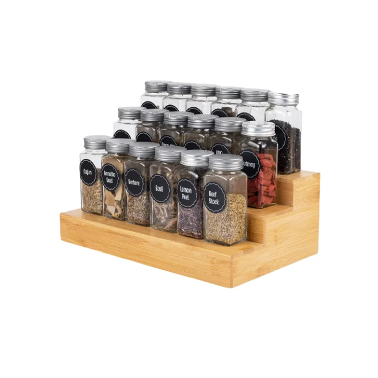 Cabinet 3 Tier Counter Top Step Spice Shelf Custom Bamboo Spice Rack Organizer