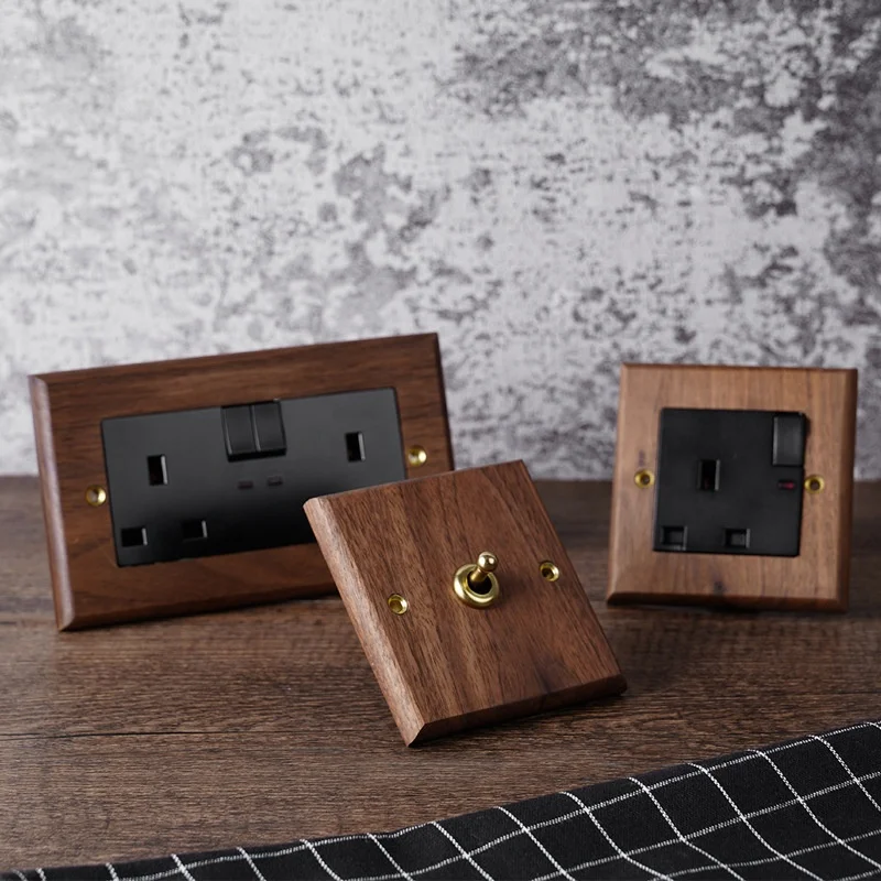solid wood old retro brass light switch 1gang 2way wall sockets and switches uk