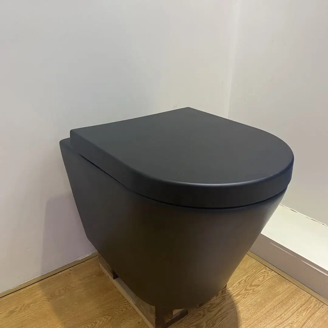 U2009M-WC Европейская ванная комната настенный унитаз керамический матовый черный туалет с креплением к стене без оправы