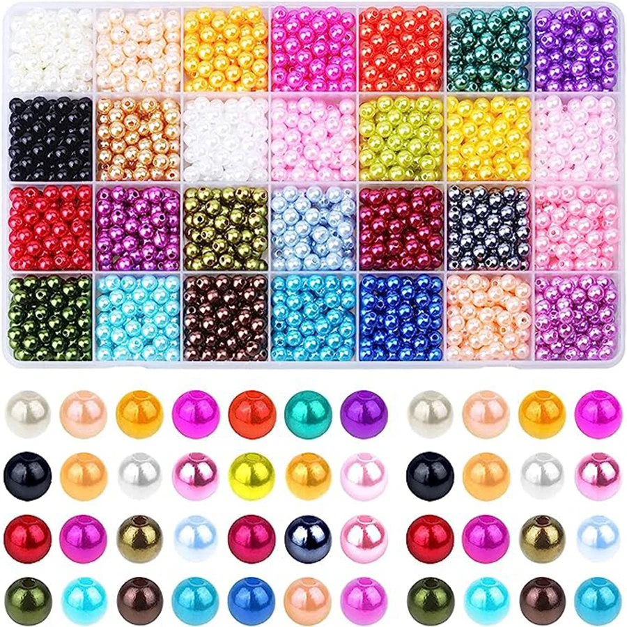 1960Pcs 6mm Multi-Colored Loose Beads 28 Kinds of Colored Pearls for Jewelry Making-Bracelets Necklaces Earrings