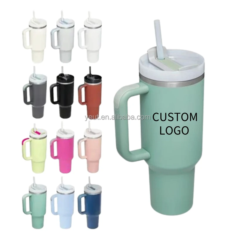 Steel 40 oz Tumblers with handle 40oz H2.0 Travel Mug Sublimation Dupe Iceflow Modern Stainless Steel Tumbler With Straw
