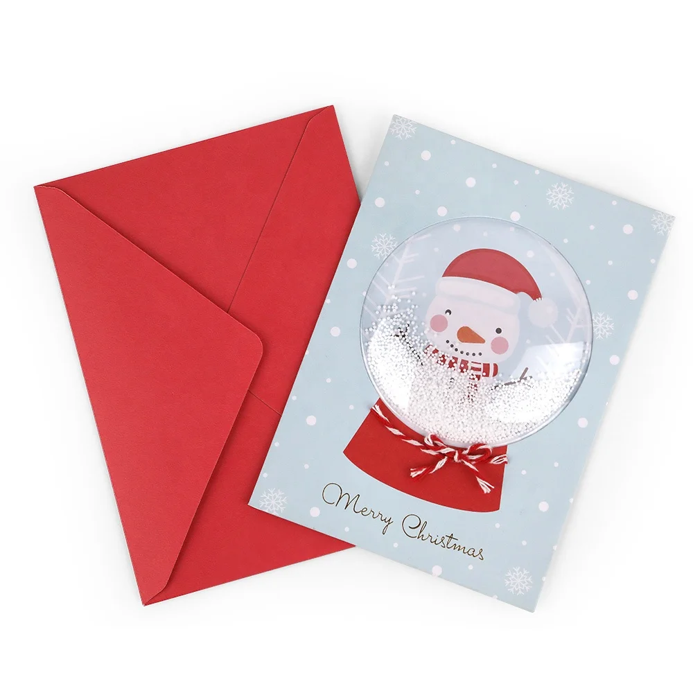 Unique Funny Blank Handmade 3D Shake Craft Custom Printing Foldover Merry Christmas Greeting Cards with Envolpe Wholesale