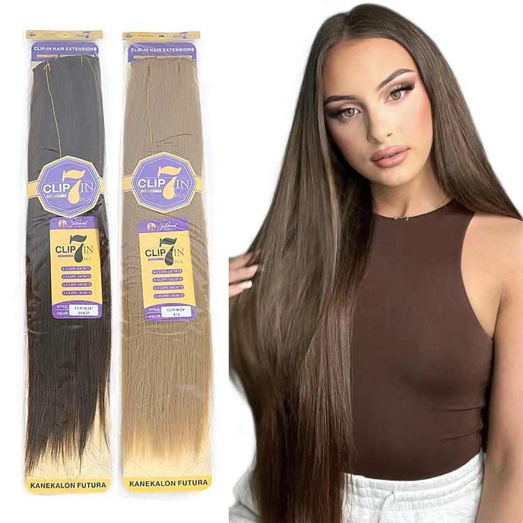 Julianna 24 дюйма 150 г зажим 7 шт. 16 зажимов Futura Fibre Kanekalon оптовая продажа синтетическая заколка для наращивания волос