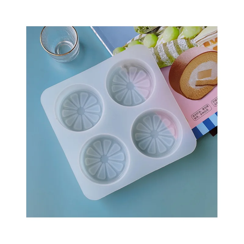 Diy 4 Even Orange Orange Silica Gel Mold Four Hole Lemon Soap Mold Silica Gel Cake Manual Soap Mold