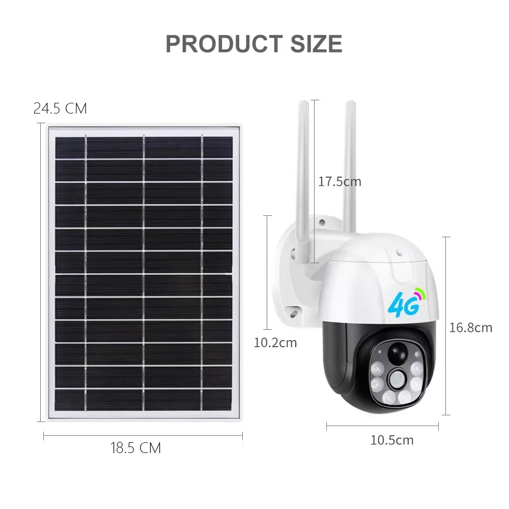2MP V380 Ptz 4g Солнечная камера с вращением на 360 градусов уличная Водонепроницаемая батарея обнаружения движения Аудио Wifi