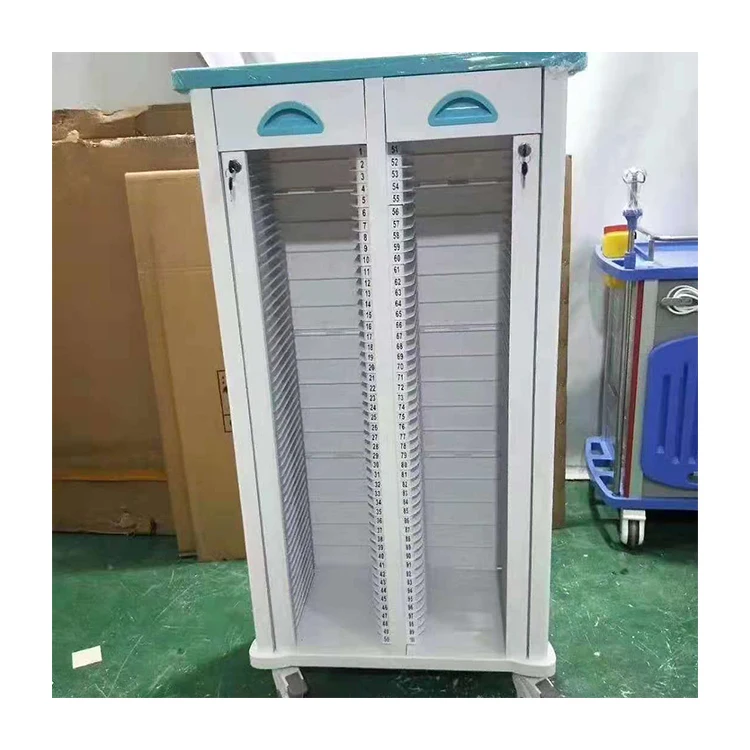 Stainless steel emergency trolley emergency crash cart with drawers medical cart record file trolley With wheels