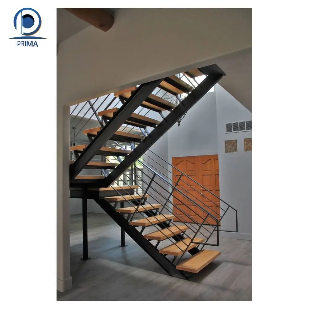 Prima Customized Style Simple Staircase Designs Galvanized Stair Treads with Perforated Metal Anti Slip Stair Treads Staircase