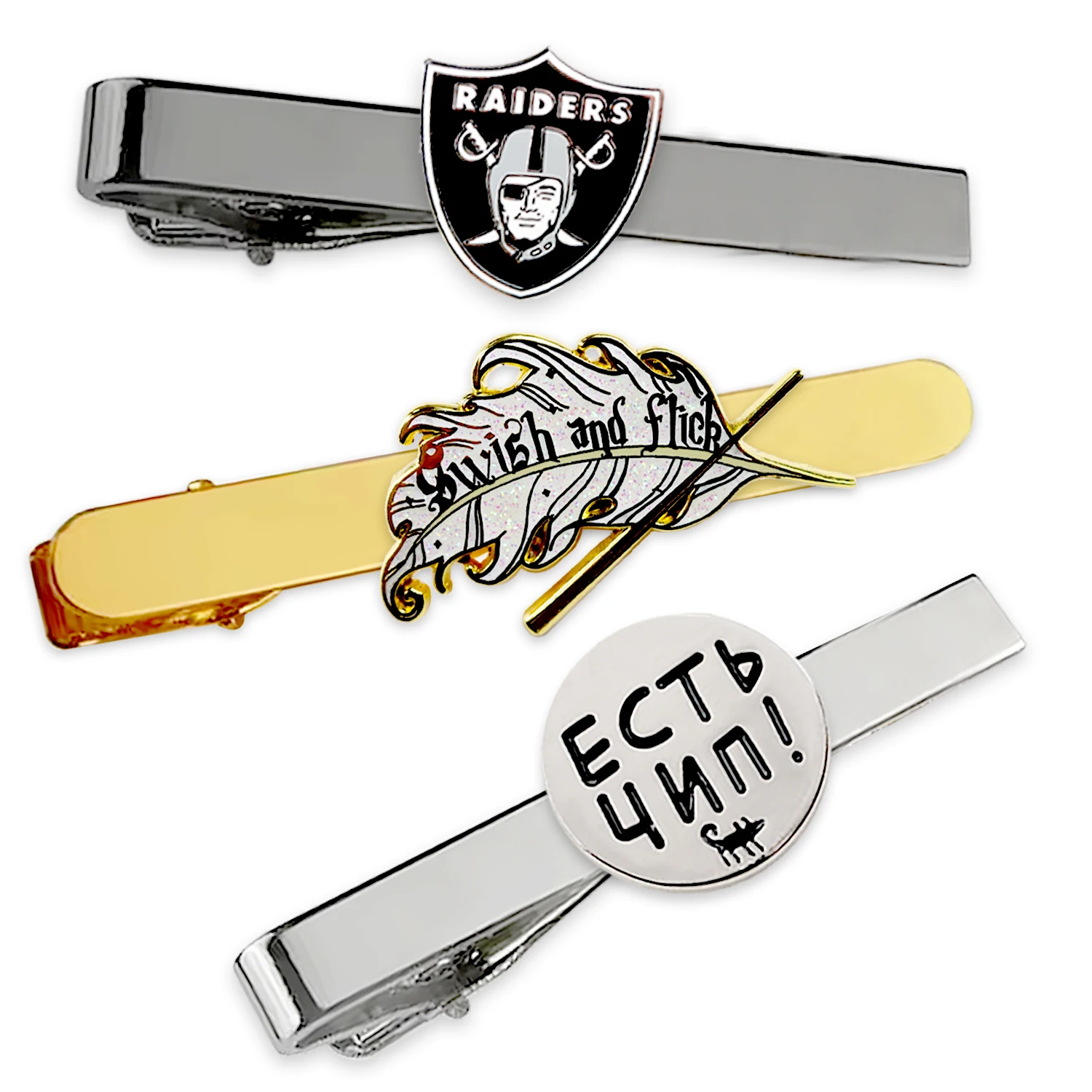 luxury custom metal copper gold silver neck logo animal tie pins clip for men