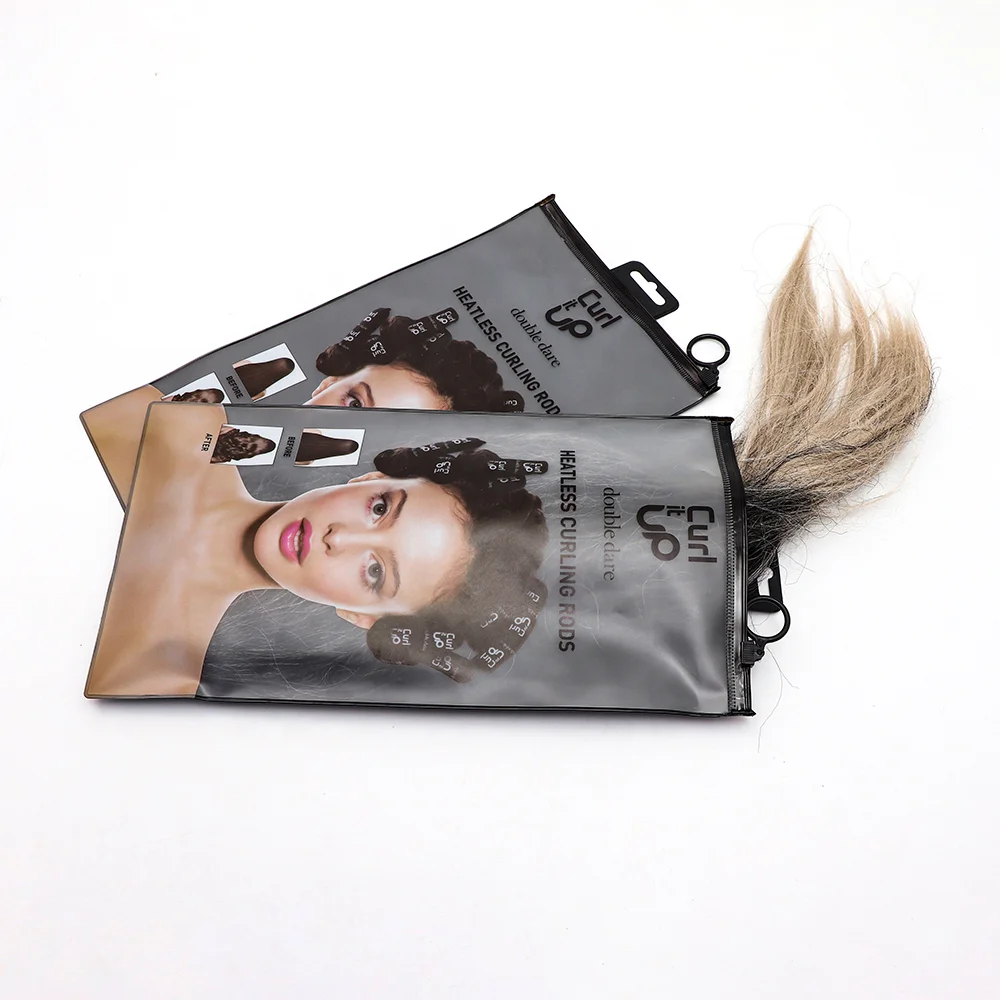human hair extensions package custom plastic bags for wigs customize printing zipper bag in black