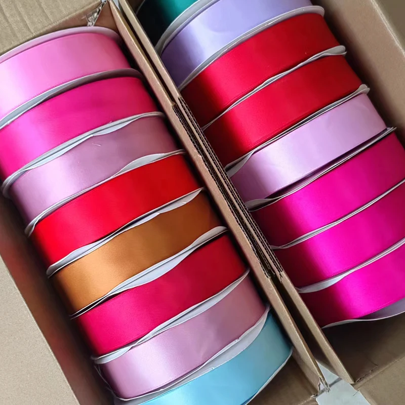 In stock Mixed Colors Polyester Single Double Face satin ribbon 1.5 inch 100 yards Satin Ribbons Roll