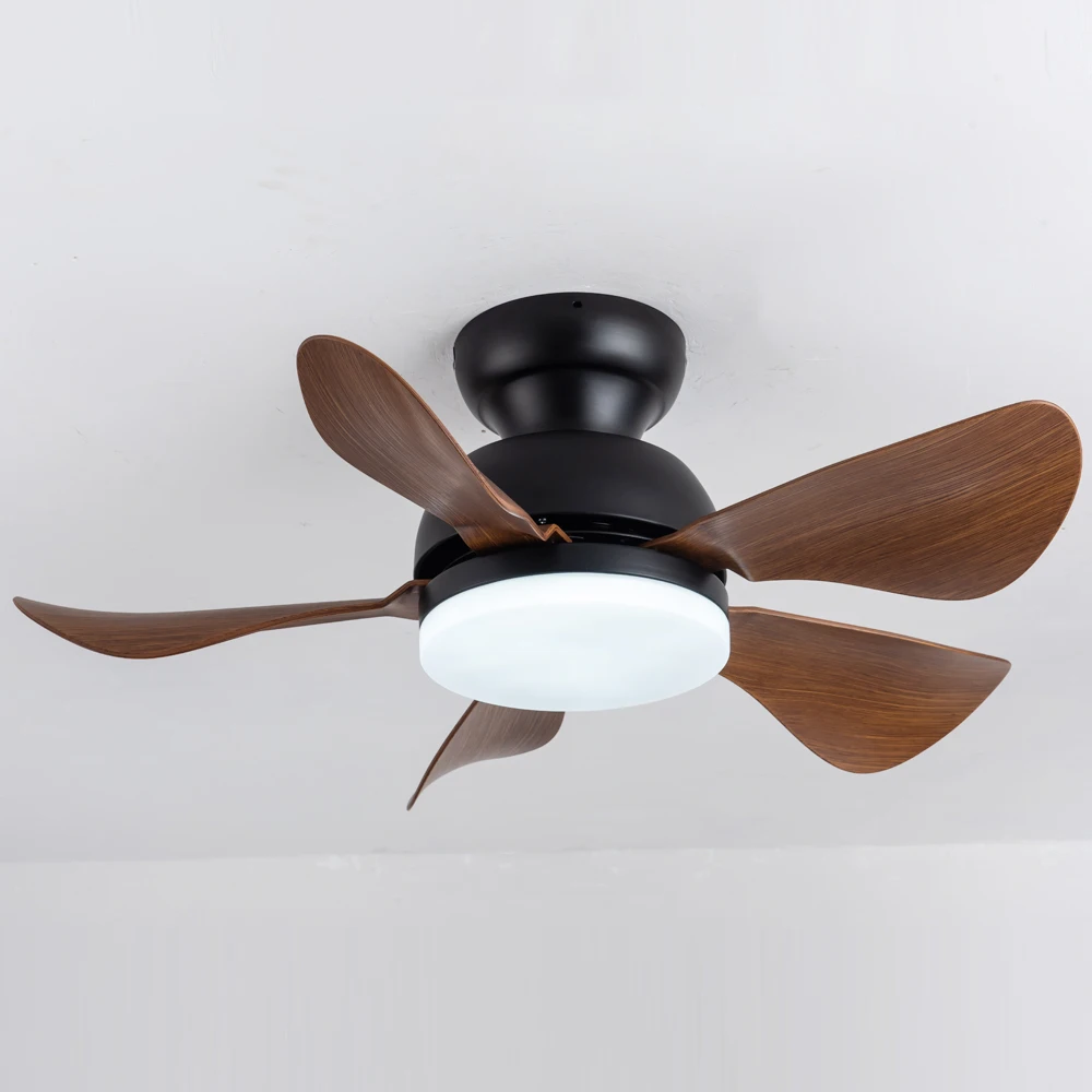 Modern Bedroom Energy Saving Reversible DC Motor 32 Inch 5 ABS Blade Flush Mount Quiet Ceiling Fan With LED light
