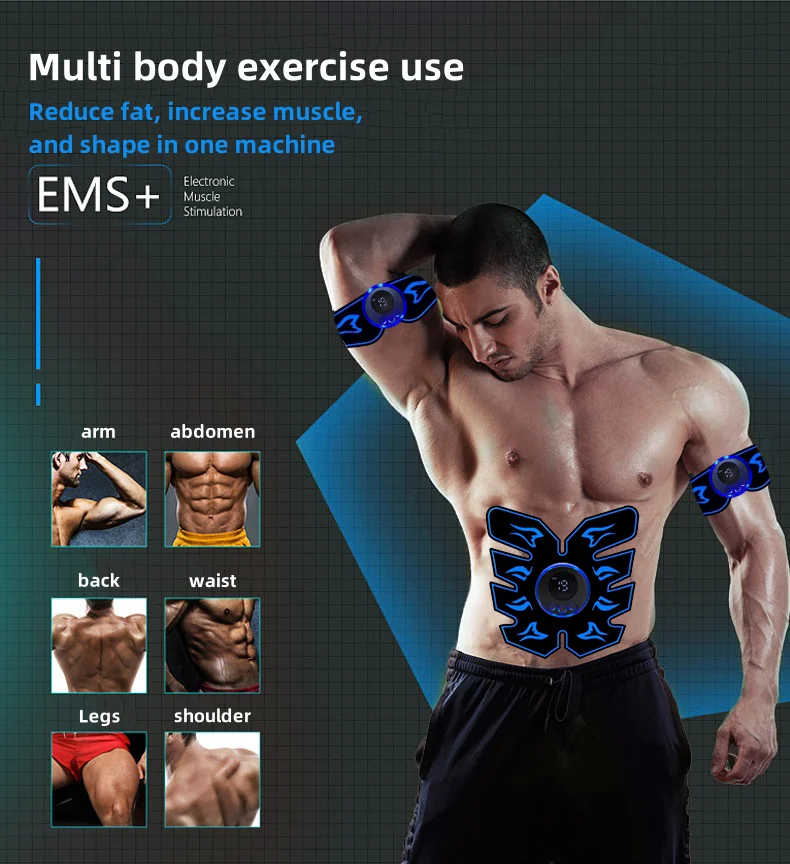 High Quality Gel Massage Pad Abdominal Trainer 8 Packs Toning Belt Arm Leg Fat Burner Smart Ems Muscle Stimulator