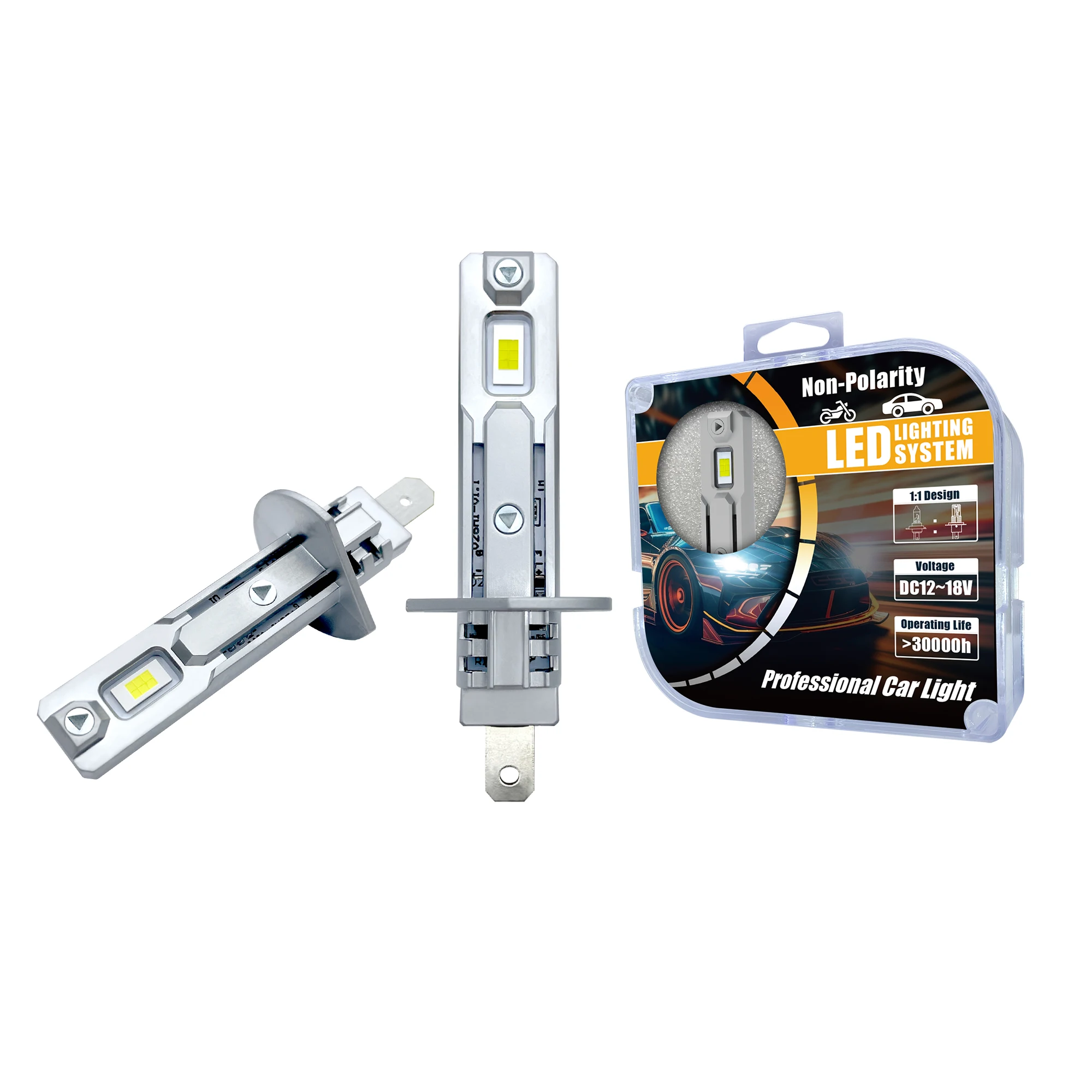 Fanless High Beam Low Beam H1 H7 H18 LED Bulb H4 H19 6500K faro led 80W DC12V 18V Car Accessories