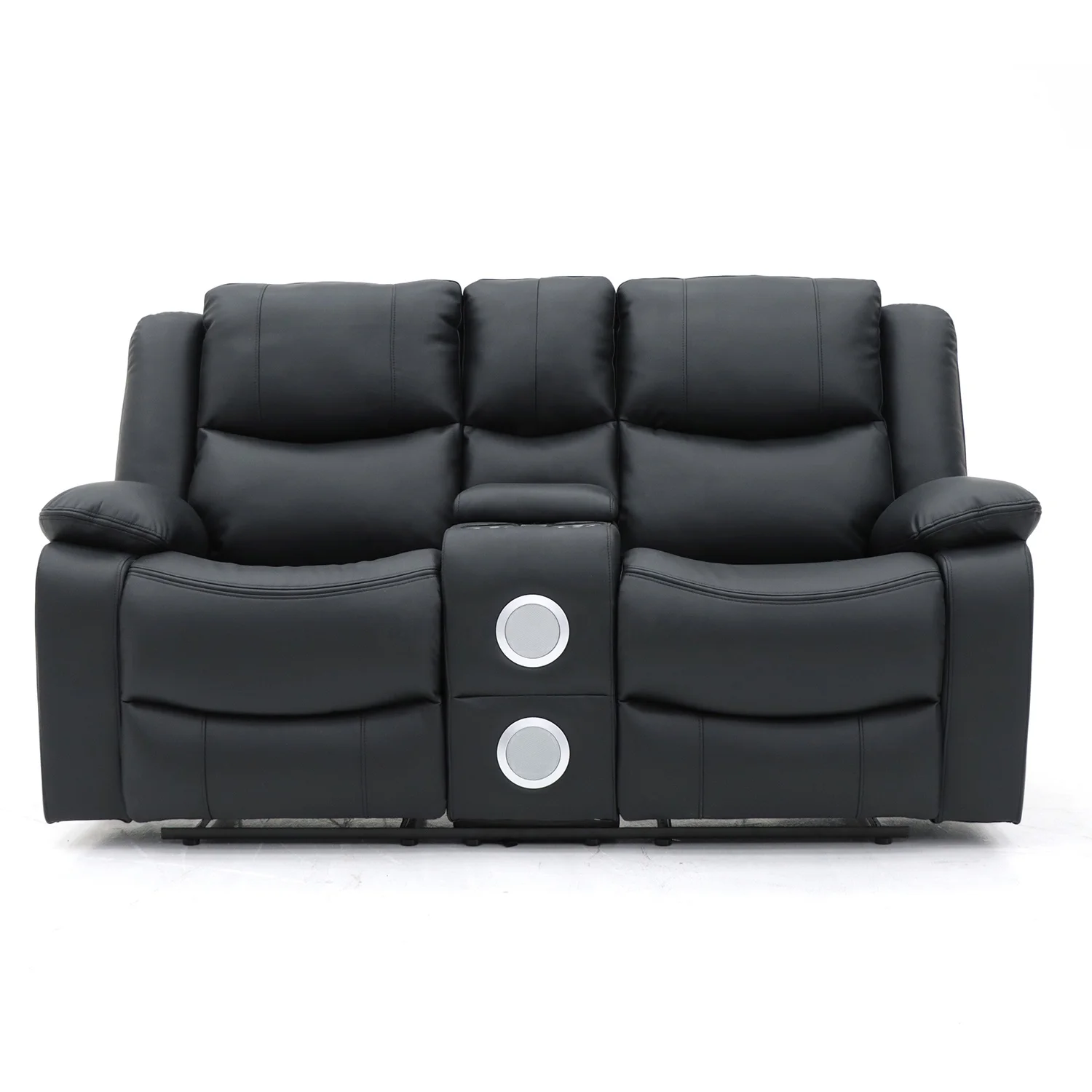 Geeksofa Leather Power Electric Motion Recliner Sofa Set 3 2 1 with Console and Bluetooth Speakers for Living Room Furniture