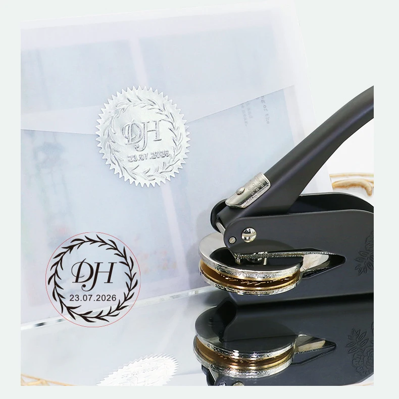 Custom Metal Label Certificate Embossing Seal Maker Stamp Maker Machine Embosser Seal Stamp Rectangle