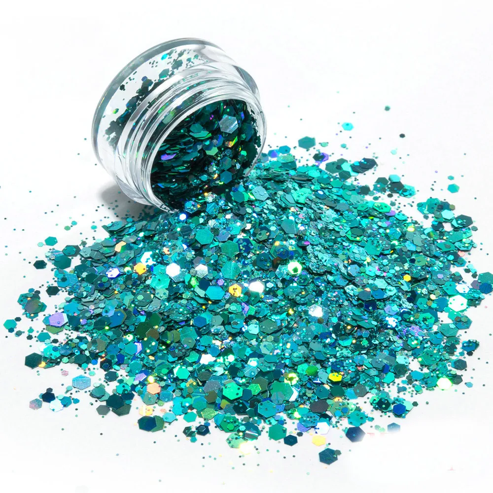 High-quality holographic silver glitter powder hexagon shaped glitter for Christmas Decoration