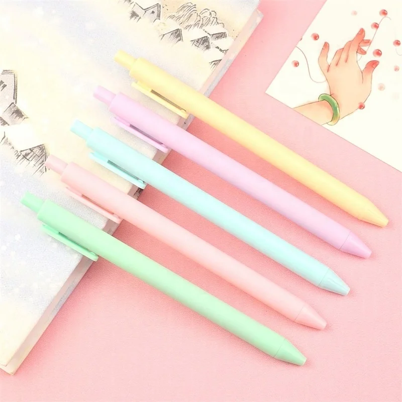 Hot Selling Advertising School Gift Ball Pen Custom Logo Click Pen Macaron Multi-color Plastic Ballpoint Pen