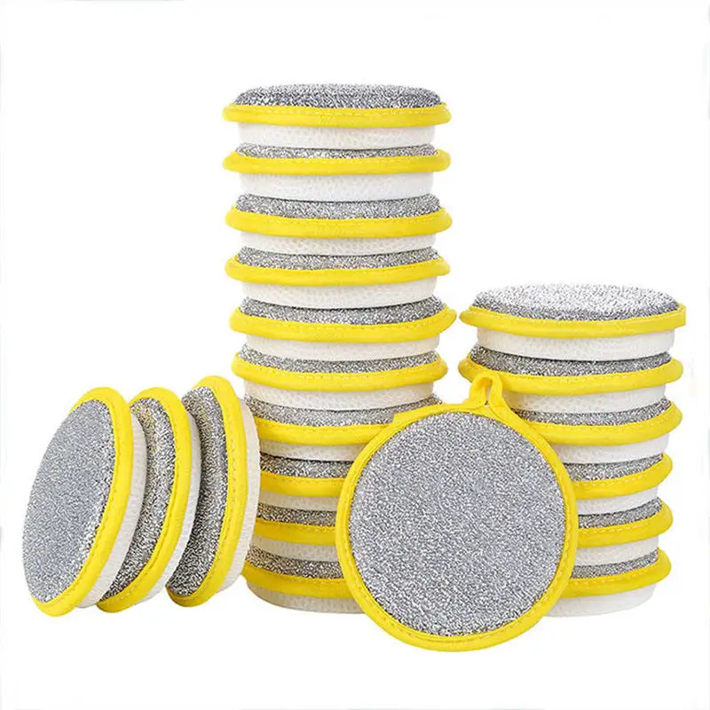 Wholesale Magic Double-sided Kitchen Dish Washing Cleaning Sponge Round Sponge Pads
