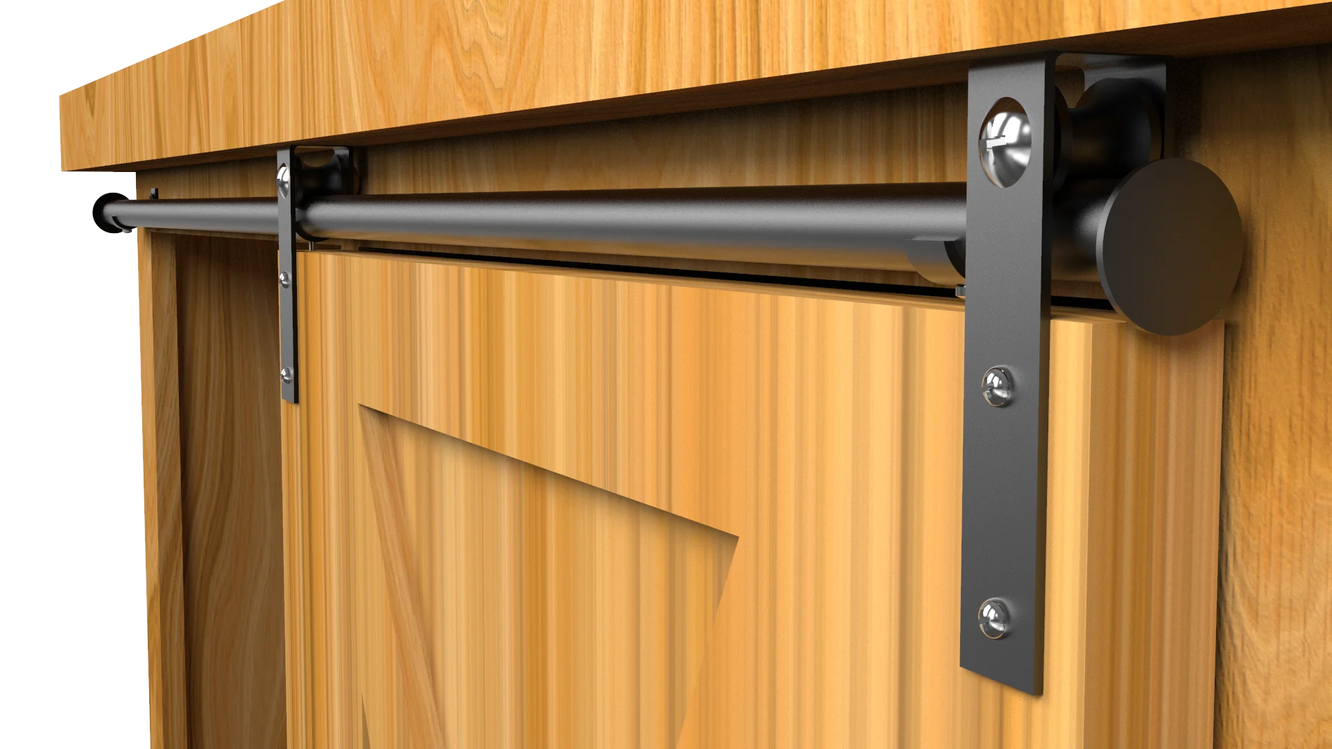 Wooden Mini Cabinet Carbon Steel Double Barn Door Whole Piece Hanging Rails Hardware Accessories Kit