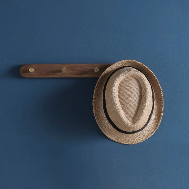Brass Coat Hook Wooden Row Crochet Coat Rack Bedroom Wall Hanging Black Walnut Clothes Hook