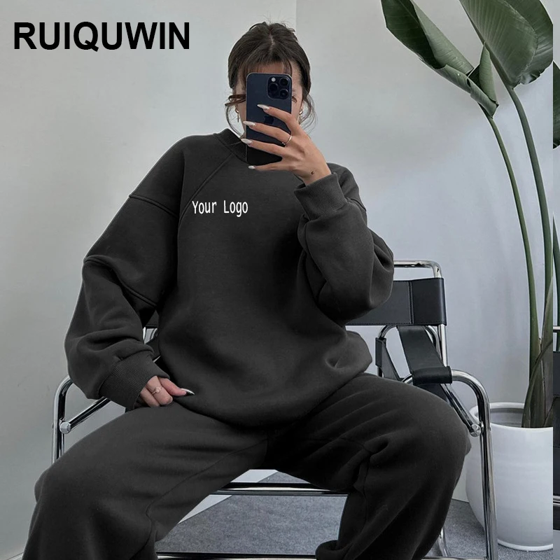 RUIQUWIN Custom Women Tracksuits 2 Pieces Sets Casual Stacked Jogger Set Gym Fitness Sweatpants Set For Women