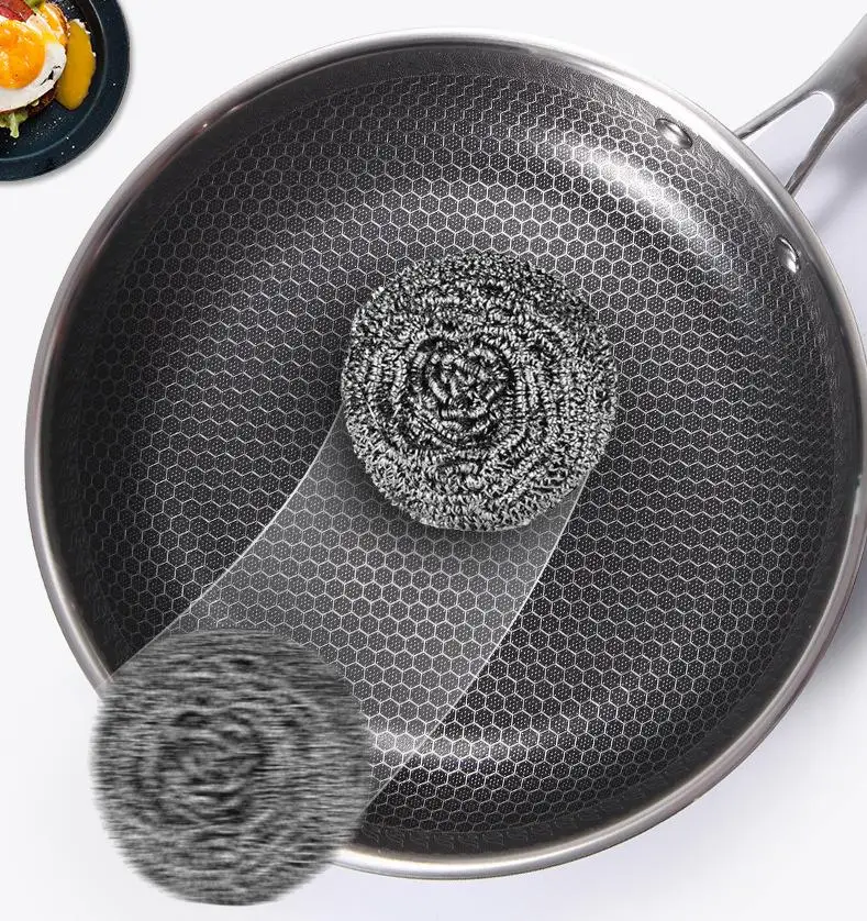 
Wholesale Honeycomb Cubic Nonstick Technology 304 Stainless Steel Fry Pan of Premium Cookware Durable Frying Pan 