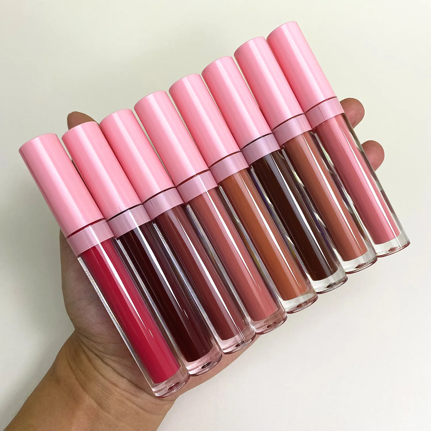 Makeup Your Own Pink Tube Lipgloss Non Sticky Waterproof Long Lasting Vegan Nude Lip Gloss Private Label Matte Liquid Lipstick