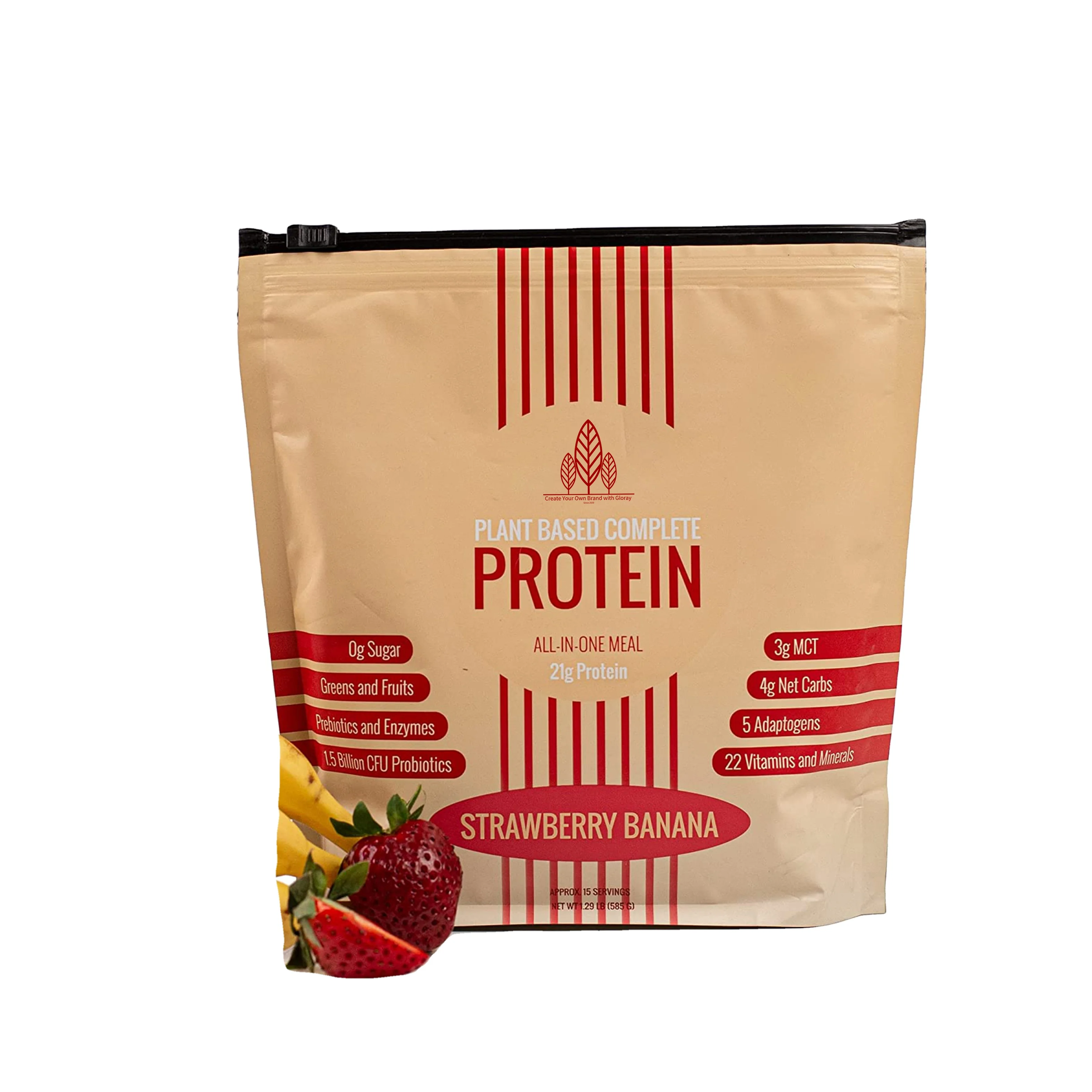 Plant Based Protein Shake Strawberry Banana Dairy Free Protein Powder Vegan Meal Replacement Shake Rice & Pea Protein Low Carb