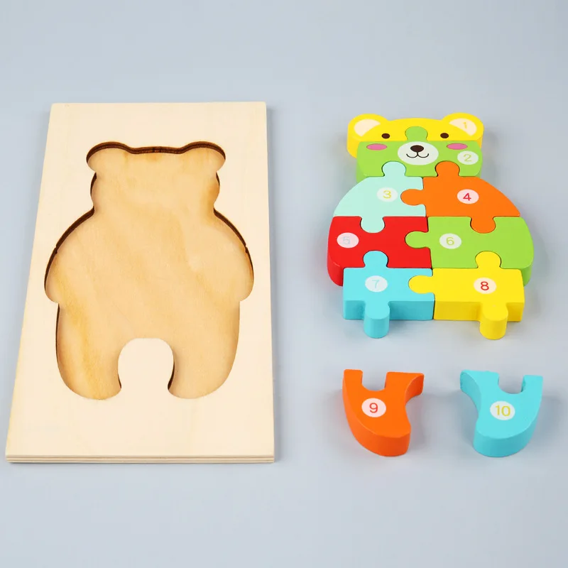 Animal Cartoon Three-dimensional Jigsaw Puzzles Cross-Border Large Building Blocks Early Educational Hand-held Board Children