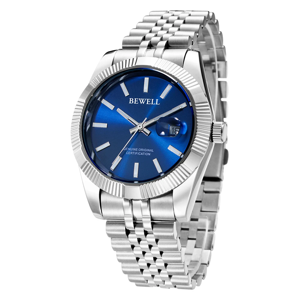 2024 Fashionable High Quality Alloy Automatic Blue Watch for Men Customized Logo Cheap Mechanical Watches Men OEM/ODM Acceptable