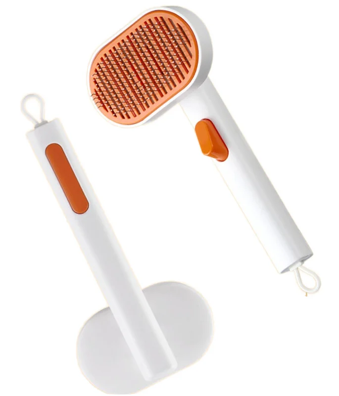 Automatic Pet Hair Brush with Release Button Stainless Steel and Plastic Cat Dog Comb Hair Removal Tool Pet Grooming Product