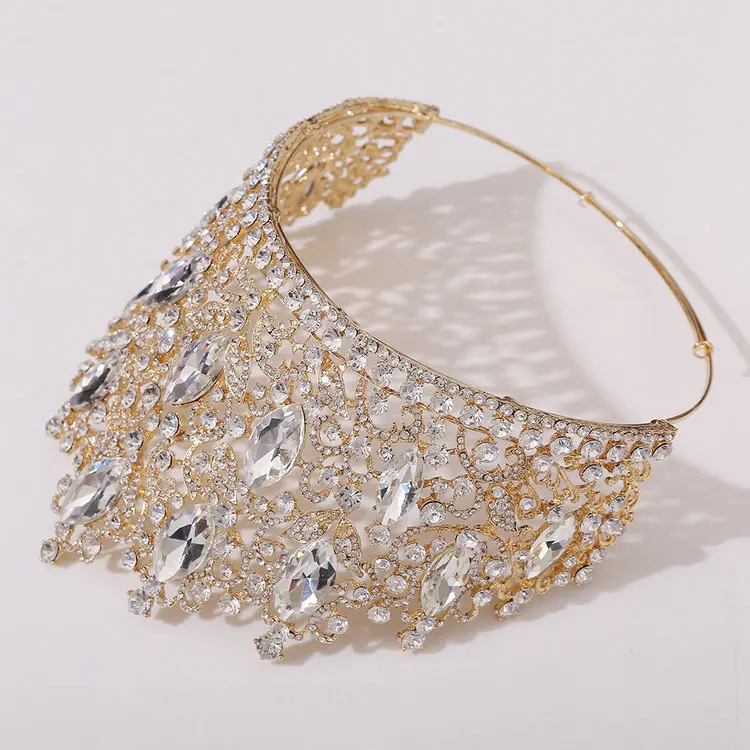 Big Pageant rhinestone Tiara  Jewelry Wedding Miss World tall Crowns Headpiece Universe crowns pageant For Women queens