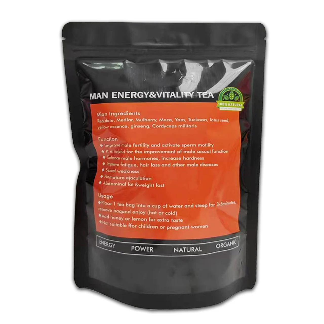 Private Label Man And Woman Love Tea Energy Vitality Maca Herbs Fertility Tea For male sexual vitality tea