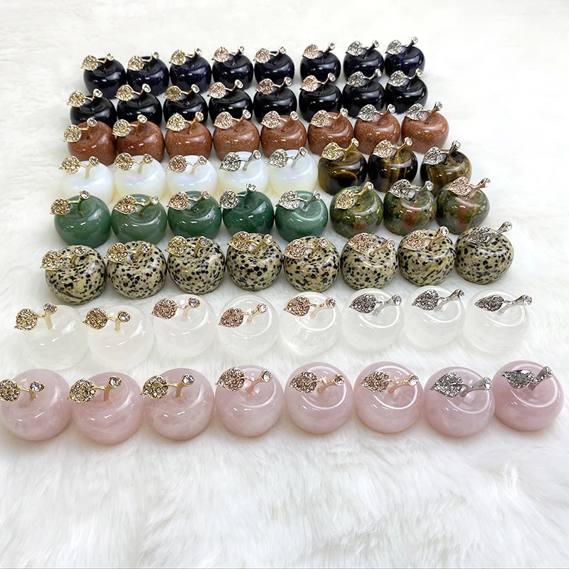 wholesale custom logo decorative purple white rose quartz  decoration red small green  crystal apples