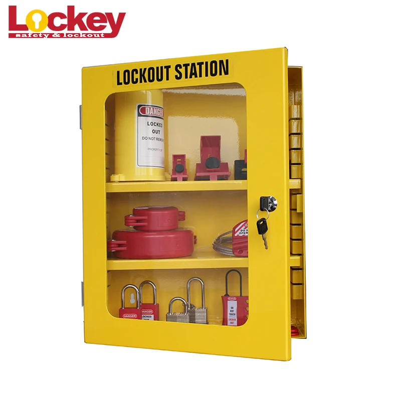 Wall Mounted Hardened Yellow Steel Safety Group Combination Management Lockout Tagout Station