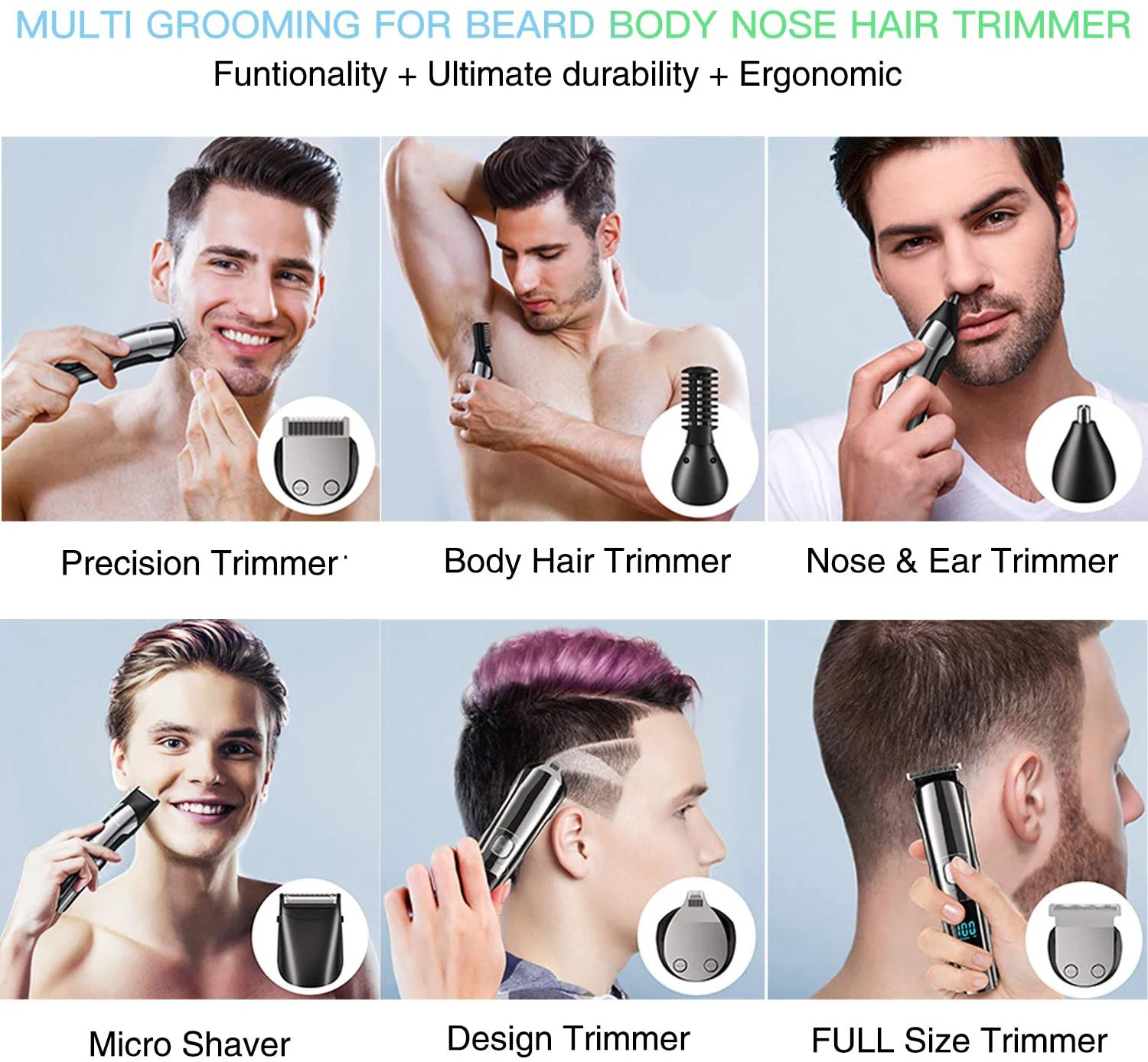 Hair Trimmergrooming Hair Trimmers Clipperstrimmer Set Electric Behair Cut Machine Clipper Set Customized Waterproof IPX4 6 in 1
