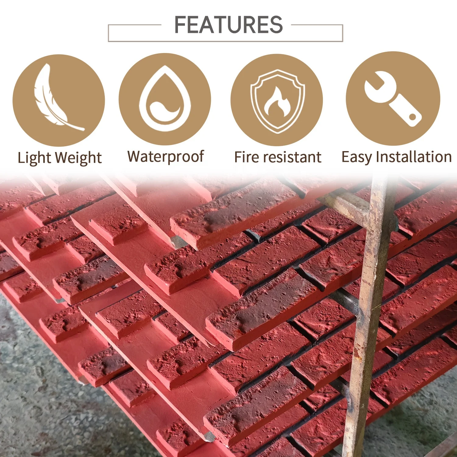 AUUAN 2024 Light weight pu faux stone frp rock veneer panel cultural decoration Simple design Elegant style Waterproof