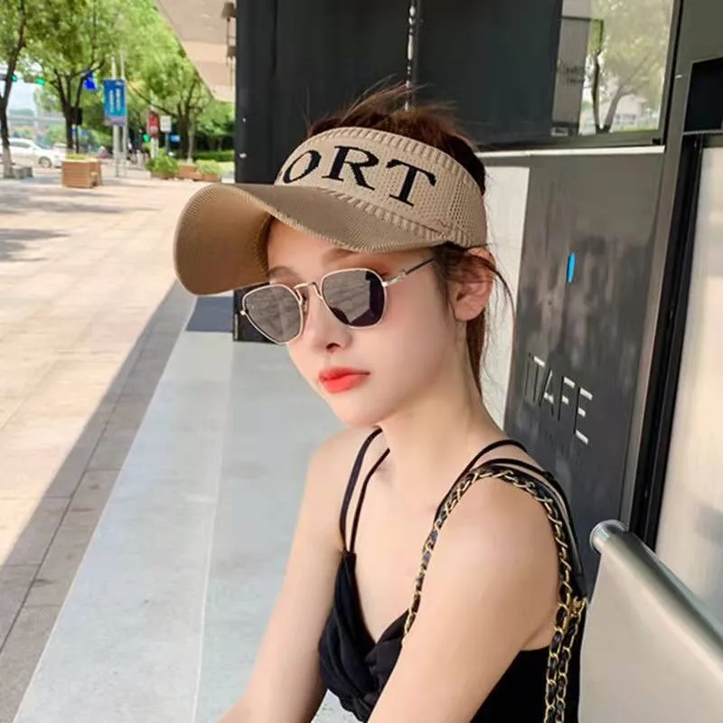 Adjustable Summer Breathable Anti-Ultraviolet Sun Hat for Men and Women Solid Color Letters Sports Wind Visor Cap