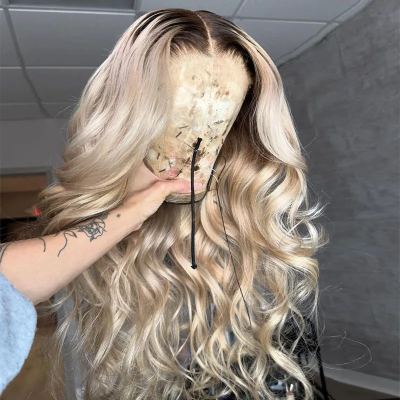 Platinum Blonde Lace Front Wigs Human Hair 100% Vietnamese Virgin Hair Glueless Full Frontal Wigs Pre Plucked Loose Wave Wigs