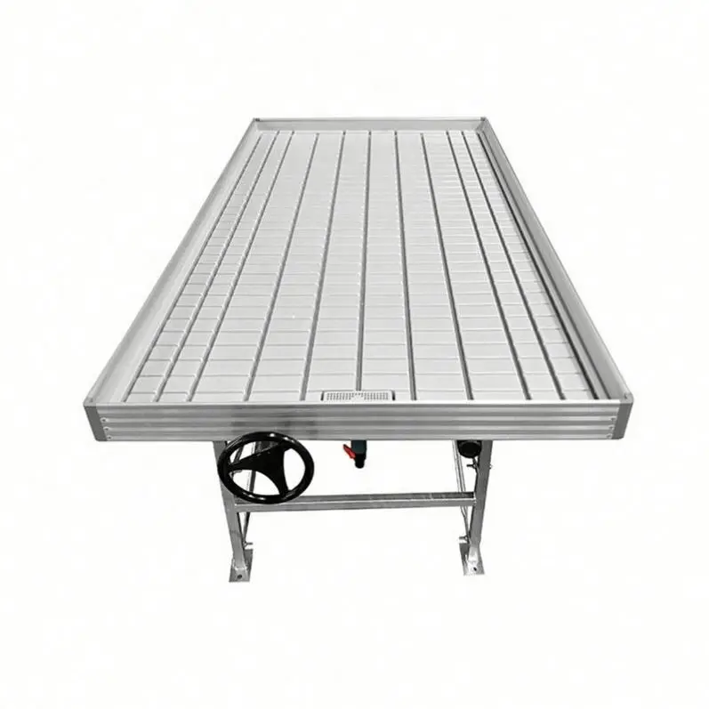 
Indoor cultivation rolling bench and flood trays 