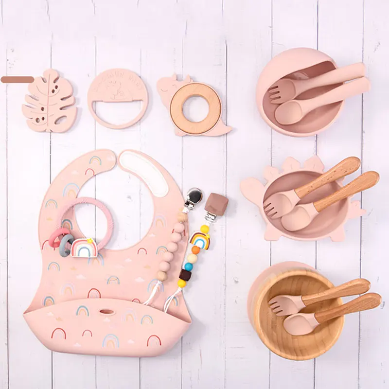 Оптовая продажа, экологически чистые нетоксичные силиконовые тарелки для детского питания, милая силиконовая чаша, набор для кормления ребенка
